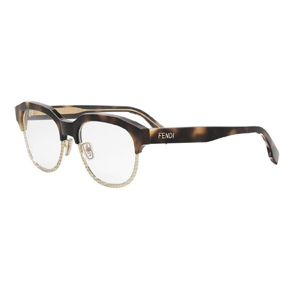 NEW FENDI EYEGLASSES, HAVANA BROWN GOLD ROUND EYEWEAR FENDI - Picture 1 of 3